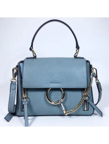 Chloe Small Faye Day Double Carry Bag in Smooth & Suede Calfskin Cloudy Blue 2017