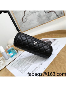 Chanel Lambskin Cosmetic Vanity Clutch Black 2022 09