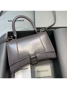 Balenciaga Hourglass Small Top Handle Bag in Smooth Calfskin Smoky Grey/Silver 2020