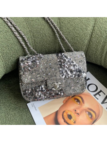 Chanel Crystal and Sequins Mini Flap Bag Silver 2022 01