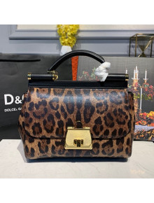 Dolce&Gabbana Medium Sicily Leopard Print Leather Top Handle Bag 2019