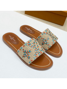 Louis Vuitton Lock It Raffia Flat Slide Sandals Multicolor 2021