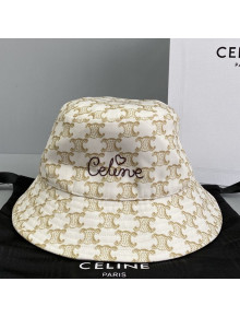 Celine Triomphe Canvas Bucket Hat White 2021