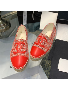 Chanel Tweed Espadrilles Red 2021 21092312