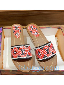 Louis Vuitton Crafty Lock It  Flat Slide Sandals Red/Black 2020