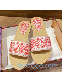 Louis Vuitton Crafty Lock It  Flat Slide Sandals Red/White 2020