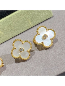 Van Cleef & Arpels Clovers Stud Earrings White 2021 91