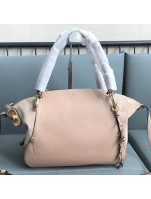 Chloe Owen Medium Satchel Bag in Smooth & Suede Calfskin Pale Pink 2017