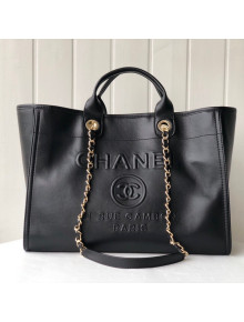 Chanel Deauville Calfskin Large Shopping Bag A66941 All Black 2021 13