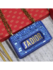 Dior Mini J'ADIOR  With Mosaic Of Mirrors Flap Bag In Blue Calfskin 2018