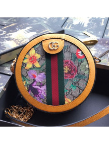 Ophidia GG Flora Mini Round Shoulder Bag ‎550618 Yellow 2019