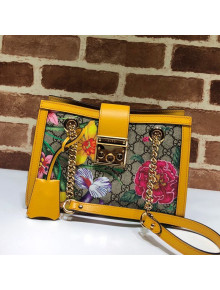 Gucci Padlock GG Flora Small Shoulder Bag 498156 Yellow 2019