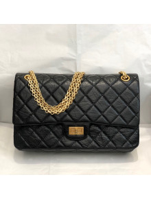 Chanel Large 2.55 Aged Calfskin Classic Flap Bag A37587 Black/Gold 2021