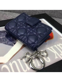 Dior Lady Dior Eden Wallet in "Cannage" Lambskin Blue 2018