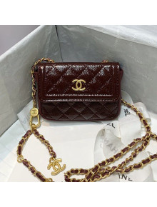 Chanel Shiny Crumpled Calfskin Mini Belt Bag A81035 Burgundy 2020