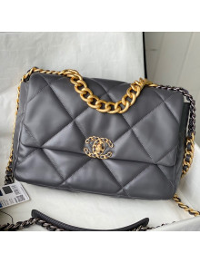 Chanel 19 Lambskin Large Flap Bag AS1161 Steel Gray 2021 TOP