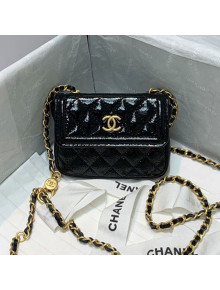 Chanel Shiny Crumpled Calfskin Mini Belt Bag A81035 Black 2020