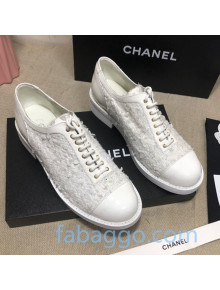 Chanel Tweed Lace-ups Shoes G36208 White 2020