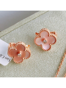 Van Cleef & Arpels Clovers Studded Earrings Light Pink 2021 