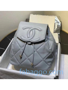 Chanel Lambskin CC Drawstring Backpack AS1526 Gray 2020