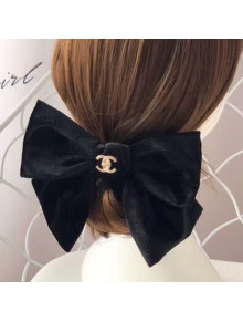 Chanel Velvet Hair Barrette Black 2020