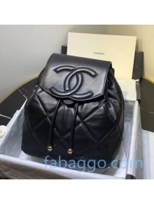 Chanel Lambskin CC Drawstring Backpack AS1526 Black 2020