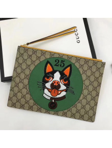 Gucci GG Supreme Pouch Bag With Bosco Patch 506280 Green 2018