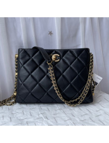 Chanel Lambskin Hobo Bag with Side Chain Black 2021