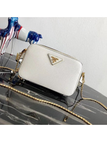 Prada Odette Saffiano Leather Belt Bag 1BL019 White 2019