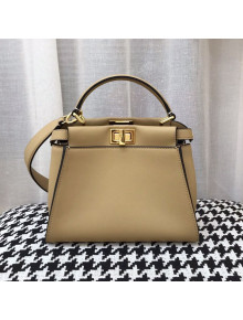 Fendi Peekaboo Iconic Leather Streped Mini Bag Beige 2020