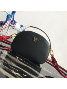 Prada Odette Saffiano Leather and Crocodile Bag 1BH123 Black/Red 2019