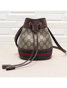 Gucci GG Canvas with Web Mini Bucket Bag 550620 Brown 2018