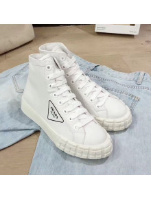 Prada Canvas Logo Side High-top Sneakers White 2019