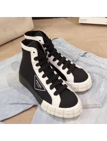 Prada Canvas Logo Side High-top Sneakers Black 2019