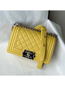 Chanel Grained Calfskin Small Boy Flap Bag A67085 Yellow/Silver 2021