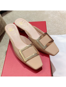 Roger Vivier Belle Vivie Patent Calfskin Mules Nude 2021