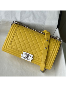 Chanel Grained Calfskin Medium Boy Flap Bag A67086 Yellow/Silver 2021