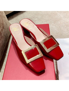 Roger Vivier Belle Vivie Patent Calfskin Mules Red 2021