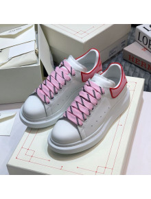 Alexander Mcqueen White Silky Calfskin Sneaker with Bi-color Laces Pink 2021 (For Women and Men)