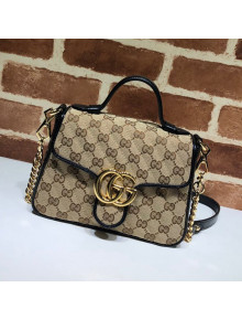 Gucci GG Diagonal Marmont Mini Top Handle Bag 583571 Beige/Black 2020