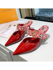 Louis Vuitton LV Crafty Patent Leather Sofia Heel Mules 5.5cm Red 2021