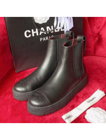 Chanel Calfskin Platform Short Boots Black 2021