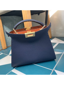 Fendi Peekaboo Iconic Essentially in Navy Blue Cuoio Romano Leather 2020