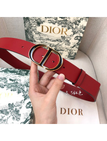 Dior Calfskin Belt 3.5cm with Bi-color CD Buckle Red 2021