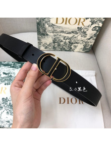 Dior Calfskin Belt 3cm with Bi-color CD Buckle Black 2021