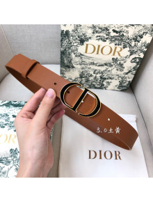 Dior Calfskin Belt 3cm with Bi-color CD Buckle Brown 2021