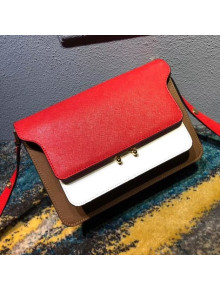 Marni Trunk Bag In Saffino Calfskin Red/White/Brown 2018