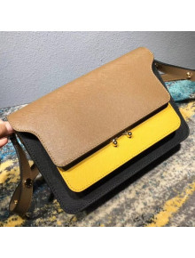 Marni Trunk Bag In Saffino Calfskin Camel/Yellow/Black 2018