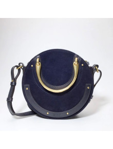 Chloe Small Pixie Bag in Suede & Smooth Calfskin Navy Blue 2017