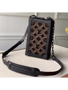 Louis Vuitton Vertical Soft Trunk Clutch M45044 in Embroidered Monogram Tuffetage Black Coated Canvas 2020